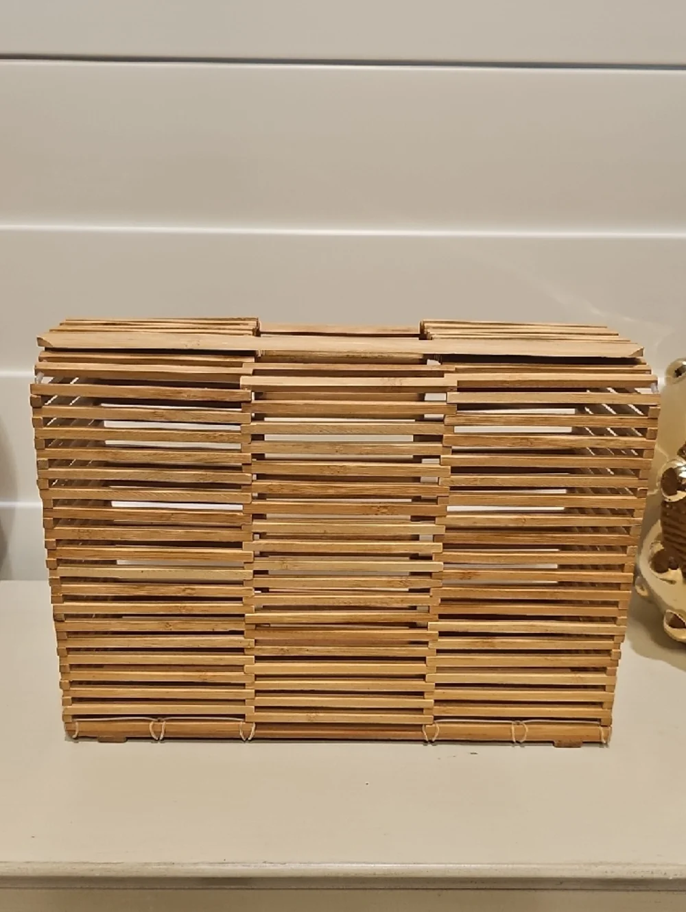 New Bamboo Slat Tote Bag - Natural